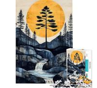 Puzzle difficile per adulti da 1000 pezzi con paesaggio giapponese raffigurante un tramonto dorato con cascata Puzzle rilassante per adulti stimolante per la memoria e impegnativo da completare