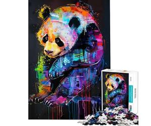 Puzzle difficile per adulti da 1000 pezzi con panda e dipinto pop art perfetto per compleanni e Natale Decorazione ideale Gioco educativo adatto a partire dai 14 anni (38x26cm)