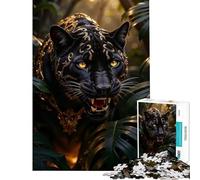 Puzzle difficile per adulti da 1000 pezzi con pantera nera decorata nella giungla gioco educativo giocattolo educativo regalo divertente per donne (dimensioni 38x52cm)