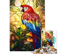 Puzzle difficile per adulti da 1000 pezzi con pappagallo in vetro colorato puzzle per adolescenti attività divertenti per passare il tempo a casa durante le vacanze gioco stimolante regalo 38x52cm
