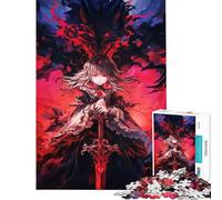 Puzzle difficile per adulti da 1000 pezzi con ragazza anime con spada e drago Attività divertenti da fare a casa montaggio del modello giocattolo antistress per ragazzi dai 14 anni in su (50x75cm)