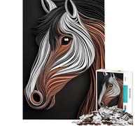 Puzzle difficile per adulti da 1000 pezzi con ritratto di cavallo su carta perfetto per compleanni e Natale Decorazione ideale Gioco educativo adatto a partire dai 14 anni (50x75cm)