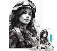 Puzzle difficile per adulti da 1000 pezzi con ritratto di soldatessa giocattolo educativo per l'apprendimento e il relax regalo educativo per compleanni (dimensioni 38x52cm)