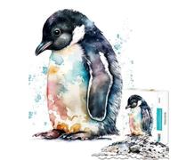 Puzzle difficile per adulti da 1000 pezzi con simpatico pinguino ad acquerello gioco educativo giocattolo educativo regalo divertente per donne (dimensioni 38x26cm)