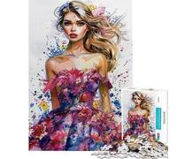 Puzzle difficile per adulti da 1000 pezzi con soggetto floreale ad acquerello e donna Gioco rilassante per adulti ideale per le vacanze a casa per passare il tempo come regalo di compleanno o regalo