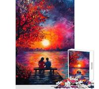 Puzzle difficile per adulti da 1000 pezzi con soggetto "Tramonto di coppia" ideale per rilassarsi imparare giocare divertirsi a casa (38x52cm)