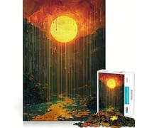 Puzzle difficile per adulti da 1000 pezzi con sole che gocciola su una foresta e un fiume mistici ideale per rafforzare la memoria alleviare lo stress e creare un'opera d'arte di alta qualità 38x26cm