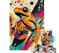 Puzzle difficile per adulti da 1000 pezzi con stampa di una rana in stile pop art Gioco per famiglie divertente e spiritoso ideale come regalo per amici e parenti (dimensioni 38x52cm)