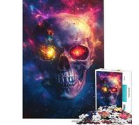 Puzzle difficile per adulti da 1000 pezzi con teschio galattico fosforescente Gioco rilassante che migliora la memoria e stimola la memoria (dimensioni 38x52cm)