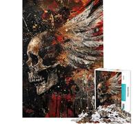 Puzzle difficile per adulti da 1000 pezzi con teschio volante ideale per giochi rilassanti vacanze a casa regalo di compleanno o regalo (dimensioni 38x52cm)