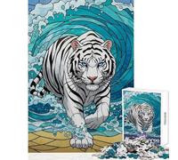 Puzzle difficile per adulti da 1000 pezzi con tigre bianca e onda oceanica gioco impossibile giocattolo educativo decorazione da parete divertente attività per la casa (50x75cm)
