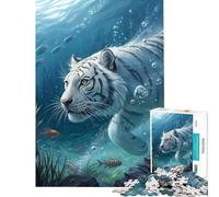 Puzzle difficile per adulti da 1000 pezzi con tigre bianca sottomarina e pesci giocattolo educativo rilassante regalo didattico per compleanni (dimensioni 50x75cm)