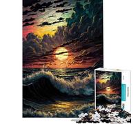 Puzzle difficile per adulti da 1000 pezzi con tramonto sull'oceano impegnativo e stimolante decorazione per la casa gioco per famiglie dai 14 anni in su (38x26cm)