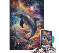 Puzzle difficile per adulti da 1000 pezzi con un delfino nel cosmo Gioco per famiglie stimolante e divertente ideale come regalo per attività in famiglia (dimensioni 75x50cm)