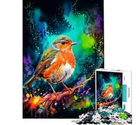 Puzzle difficile per adulti da 1000 pezzi con un pettirosso in un gioco di schizzi ad acquerello sfida educativa decorazione da parete gioco per ragazzi dai 14 anni in su (50x75cm)