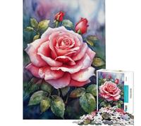 Puzzle difficile per adulti da 1000 pezzi con una bellissima rosa rosa Aiuta a stimolare la mente e favorisce il divertimento in famiglia Giocattolo educativo per ragazzi dai 14 anni in su (38x26cm)