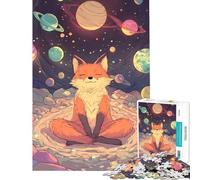 Puzzle difficile per adulti da 1000 pezzi con volpe in meditazione nello spazio Attività divertenti da fare in casa Gioco impegnativo Decorazione da parete Adatto a partire dai 14 anni 38x52cm