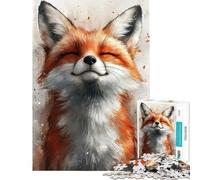 Puzzle difficile per adulti da 1000 pezzi con volpe sorridente ad acquerello Gioco per famiglie divertente e spiritoso ideale come regalo per amici e parenti (dimensioni 38x26cm)