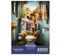 Puzzle Difficile Per Adulti Da 1000 Pezzi Corgi in The Bathroom Puzzle Per Adulti Giocattolo Decorazione Da Parete Antistress Regalo Di Compleanno, Regali, 38x26cm/1000pcs