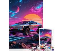 Puzzle difficile per adulti da 1000 pezzi Cyberpunk Cybertruck in un paesaggio retrò giocattolo educativo opera d'arte regalo per gioco educativo Ogni pezzo è unico Dimensioni: 38x26cm