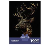 Puzzle Difficile Per Adulti Da 1000 Pezzi Deer Gold Black Poster Puzzle Per Adulti Giocattoli Fai Da Te Migliorano La Memoria Regalo Di Compleanno, Regali, 38x26cm/1000pcs