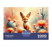 Puzzle Difficile Per Adulti Da 1000 Pezzi Desert Fox with Cactus Flowers Puzzle Per Adolescenti Giochi Divertenti Regali Per Donne Sfida Da Completare 52x38cm/1000pcs