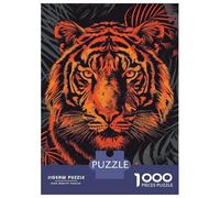 Puzzle Difficile Per Adulti Da 1000 Pezzi Fierce Tiger Vector Portrait with Jungle Backdrop Puzzle Per Adulti Giochi Per Famiglie Corsa Di Velocità Manuale Sfida Da Completare 52x38cm/1000pcs
