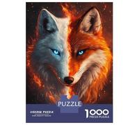 Puzzle Difficile Per Adulti Da 1000 Pezzi Fire & Ice Wolf Puzzle Per Adulti Giocattoli Fai Da Te Migliorano La Memoria Regalo Di Compleanno, Regali, 70x50cm/1000pcs