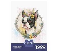 Puzzle Difficile Per Adulti Da 1000 Pezzi Floral Boston Terrier Puzzle Antistress Giocattoli Analisi E Logica Regalo Di Compleanno, Regali, 70x50cm/1000pcs