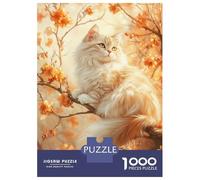 Puzzle Difficile Per Adulti Da 1000 Pezzi Fluffy Cat in Blossoms Puzzle Per Adulti Giocattoli Fai Da Te Migliorano La Memoria Regalo Di Compleanno, Regali, 52x38cm/1000pcs