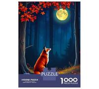 Puzzle Difficile Per Adulti Da 1000 Pezzi Fox Under The Full Moon Puzzle Per Adulti Giocattolo Decorazione Da Parete Antistress Regalo Di Compleanno, Regali, 52x38cm/1000pcs