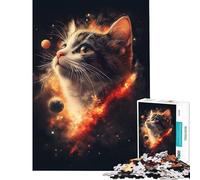 Puzzle difficile per adulti da 1000 pezzi Gatto nello spazio difficile e stimolante ideale per passare il tempo in vacanza gioco impossibile per ragazzi dai 14 anni in su 38x26cm