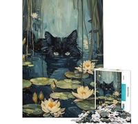 Puzzle difficile per adulti da 1000 pezzi gatto nero nascosto nel fiume sfida impegnativa gioco impossibile per passare il tempo durante le vacanze a casa adatto a partire dai 14 anni 38x26cm