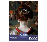 Puzzle Difficile Per Adulti Da 1000 Pezzi Geisha Back View with Floral Kimono Puzzle Per Adulti Giochi Per Famiglie Corsa Di Velocità Manuale Sfida Da Completare 52x38cm/1000pcs