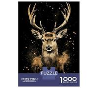 Puzzle Difficile Per Adulti Da 1000 Pezzi Golden Deer Watercolor Puzzle Per Adulti Giocattolo Decorazione Da Parete Antistress Regalo Di Compleanno, Regali, 38x26cm/1000pcs