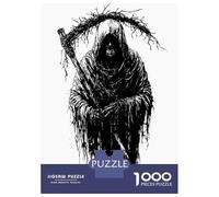 Puzzle Difficile Per Adulti Da 1000 Pezzi Grim Reaper Black And White Illustration Puzzle Per Adulti Giochi Per Famiglie Assemblaggio Di Modelli Difficile Da Completare 38x26cm/1000pcs