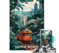 Puzzle difficile per adulti da 1000 pezzi Hong Kong Tram attraverso una vegetazione lussureggiante Puzzle per adulti giochi rilassanti ideale per le vacanze a casa per passare il tempo regalo
