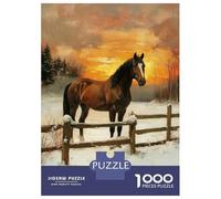 Puzzle Difficile Per Adulti Da 1000 Pezzi Horse in Winter Sunset Puzzle Per Adulti Giocattolo Decorazione Da Parete Antistress Regalo Di Compleanno, Regali, 38x26cm/1000pcs