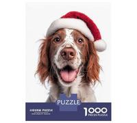 Puzzle Difficile Per Adulti Da 1000 Pezzi Irish Red And White Setter Dog with Santa Hat Portrait Puzzle Per Adulti Giocattoli Fai Da Te Migliorano La Memoria Regalo Di Compleanno, Regali, 52x38cm/1000