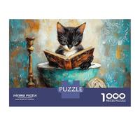 Puzzle Difficile Per Adulti Da 1000 Pezzi Kitten Reading A Book in A Bowl Puzzle Per Adulti Gioco Pratico Per Divertimento in Famiglia Difficile Da Completare 70x50cm/1000pcs