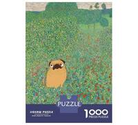 Puzzle Difficile Per Adulti Da 1000 Pezzi Klimt Poppies Pug Flowers Puzzle Per Adulti Giochi Rilassanti Migliora La Memoria Sfida Educativa 52x38cm/1000pcs