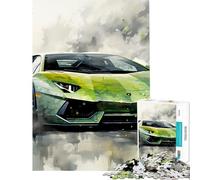 Puzzle difficile per adulti da 1000 pezzi Lamborghini verde sfida educativa decorazione da parete gioco per ragazzi dai 14 anni in su (38x26cm)