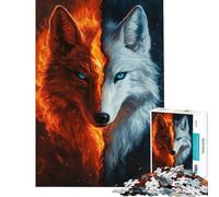 Puzzle difficile per adulti da 1000 pezzi Lupi di Fuoco e Ghiaccio - Puzzle per adulti giochi rilassanti ideale per le vacanze a casa per passare il tempo regalo di compleanno regali (50x75cm)