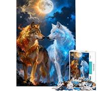 Puzzle difficile per adulti da 1000 pezzi Lupi di Fuoco e Ghiaccio sfida educativa decorazione da parete gioco per ragazzi dai 14 anni in su (50x75cm)