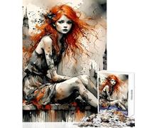 Puzzle difficile per adulti da 1000 pezzi "Mi mancano i tuoi capelli rossi" gioco educativo per migliorare la memoria antistress e divertente da fare a casa (52x38cm)