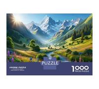 Puzzle Difficile Per Adulti Da 1000 Pezzi Mountain Valley with River And Flowers Puzzle Per Adulti Giocattolo Decorazione Da Parete Antistress Regalo Di Compleanno, Regali, 70x50cm/1000pcs