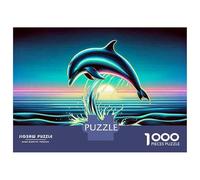 Puzzle Difficile Per Adulti Da 1000 Pezzi Neon Dolphin Sunset Art Print Puzzle Per Adulti Giocattolo Decorazione Da Parete Antistress Regalo Di Compleanno, Regali, 70x50cm/1000pcs