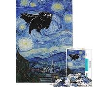 Puzzle difficile per adulti da 1000 pezzi Notte stellata di Van Gogh Super Pug Puzzle per adolescenti Staycation Attività divertenti per passare il tempo a casa Gioco stimolante Regalo 50x75cm