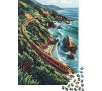 Puzzle Difficile Per Adulti Da 1000 Pezzi Ocean View Train Ride Puzzle Per Adolescenti Gioco Per Famiglie Vacanza A Casa Passatempo Impegnativo Da Completare 70x50cm/1000pcs