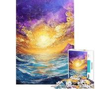 Puzzle difficile per adulti da 1000 pezzi paesaggio marino al tramonto dorato puzzle per adolescenti attività divertenti per passare il tempo a casa durante le vacanze gioco stimolante regalo 50x75cm